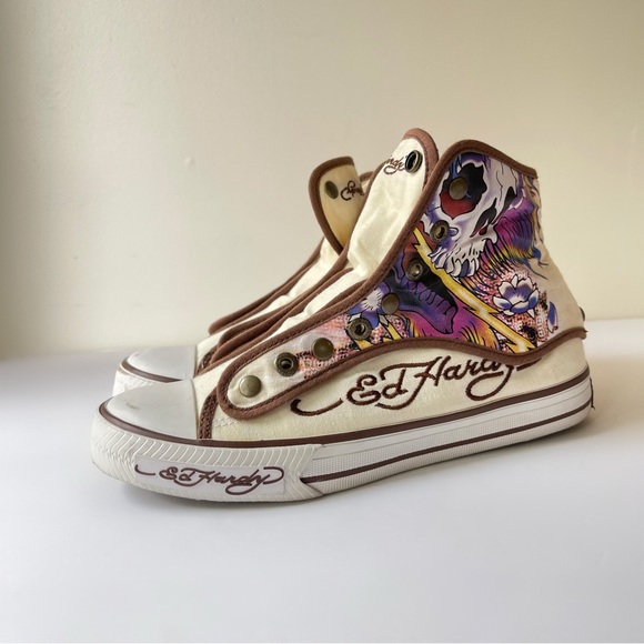 Y2K Ed Hardy Hi Low Sneakers Removable High Top - Picture 5 of 6